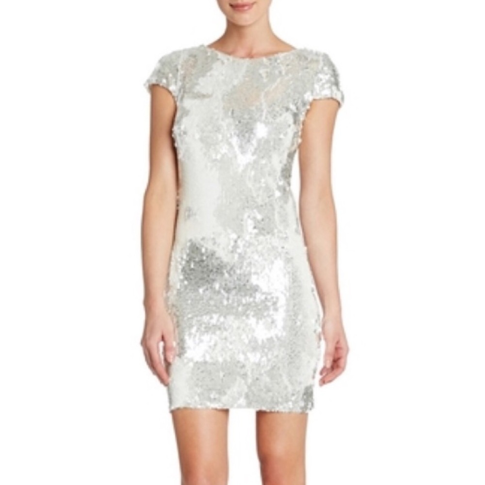 Dress the Population Silver Sequin Mini Dress